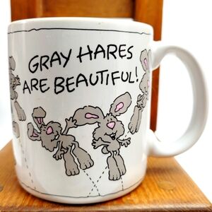 Vintage American Greetings Gray Hares Are Beautiful Mug Pun About Grey Hair